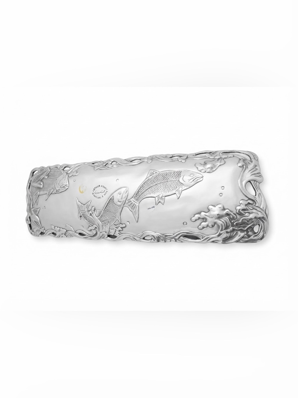 Arthur Court Silver Fish Embossed Rectangular Tray - Picture 4 of 6